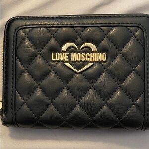 Love Moschino Black Quilted Wallet with Gold Logo